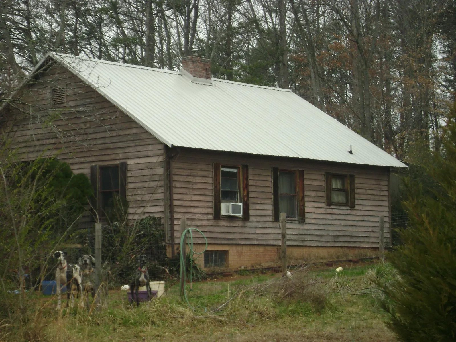 White metal roof on an old wood sided farmhouse, from a Metal Roof Installation job in Forest Hills